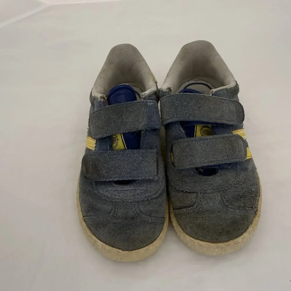 adidas Gazelle Suede Low Top Hook & Loop Sneakers Blue/Yellow Toddler US 8.5